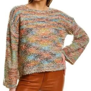 Soft Surroundings Nikia Rainbow Space Dye Knit Crewneck Sweater Size Large